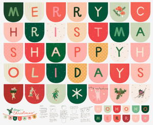 Garland Snow quilting fabric Christmas bunting panel by Moda Fabrics. 100% cotton quilting fabric, ideal for quilting, patchwork and dressmaking 537138-11-1