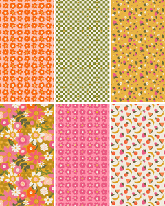 Joyful June Fat Quarter Bundle. 100% medium weight quilting cotton ideal for quilting, patchwork and dressmaking