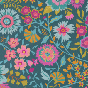 Wild and Free Peacock from the Parlor collection designed by Crystal Manning for Moda Fabrics. 100% lightweight quilting cotton ideal for quilting, patchwork and dressmaking 11961-16