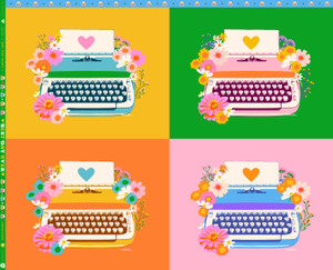Typewriter Multi Panel from the Best Day Ever quilting fabric collection designed by Melody Miller for Ruby Star Society. 100% cotton quilting fabric, ideal for quilting, patchwork and dressmaking RS0102-11