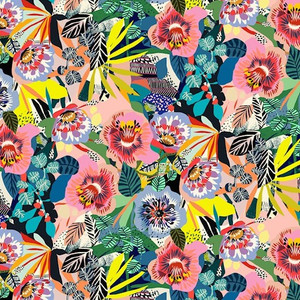 Summer Garden Multi from the Vibrant Botanica quilting fabric collection designed by Kitty McCall for FreeSpirit Fabrics. 100% cotton quilting fabric, ideal for quilting, patchwork and dressmaking PWKC001.MULTI