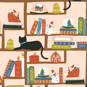 Christmas Shelves from the Tinsel Time quilting fabric collection designed by Louise Cunningham for Cloud9 Fabrics. 100% organic cotton quilting fabric, ideal for quilting, patchwork and dressmaking 227521
