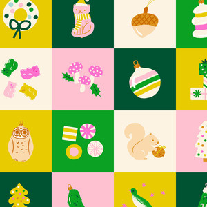 Merry Happy Verdant Panel from the Merry Happy Christmas quilting fabric collection designed by Kimberly Kight for Ruby Star Society. 100% cotton quilting fabric, ideal for quilting, patchwork and dressmaking RS3105-12