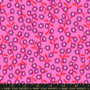 Chatty Garden Lipstick from the Hello Alice quilting fabric collection designed by Sarah Watts for Ruby Star Society. 100% cotton quilting fabric, ideal for quilting, patchwork and dressmaking RS2128-13
