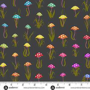 Mushroom Parade Night from the Color Wheel quilting fabric collection by Andover Fabrics. 100% cotton quilting fabric, ideal for quilting, patchwork and dressmaking- A 1444- K