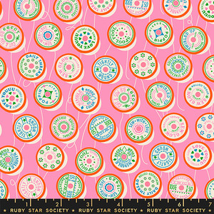 Spools Flamingo from the Trinketry quilting fabric collection designed by Melody Miller for Ruby Star Society. 100% cotton quilting fabric, ideal for quilting, patchwork and dressmaking RS0111-17