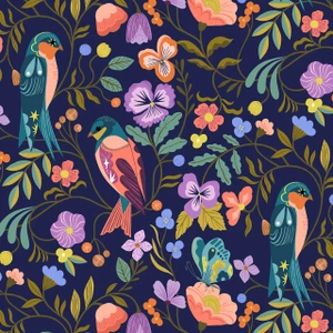 Dusk Chorus from the Lucky Charms quilting fabric collection designed by Bethan Janine for Thread and Ink Design. 100% cotton quilting fabric, ideal for quilting, patchwork and dressmaking LUCK1001