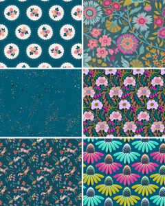 Mixed Teal Fat Quarter Bundle - 6 Fabrics