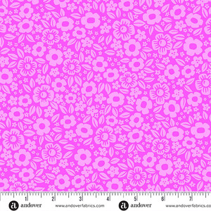 Floral Fright Pink from the Ghostly Garden Halloween quilting fabric collection designed by KP Creates for Andover Fabrics. 100% cotton quilting fabric, ideal for quilting, patchwork and dressmaking A-10197-E