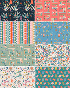 Country Sewing Club fat quarter bundle by Thread and Ink Design. 100% cotton quilting fabric, ideal for quilting, patchwork and dressmaking