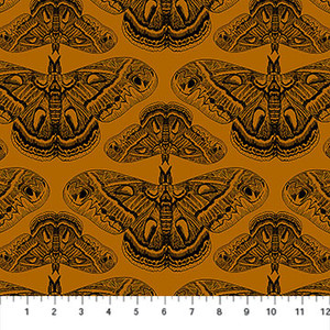 Moths Gold from the Indelible Ink quilting fabric collection designed by Anna Maria Textiles for Northcott. 100% cotton quilting fabric, ideal for quilting, patchwork and dressmaking AMT1008-55V
