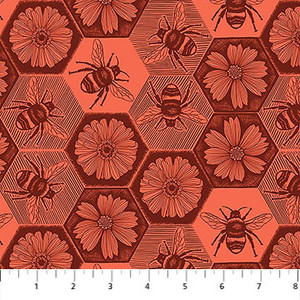Honeycomb Coral from the Indelible Ink quilting fabric collection designed by Anna Maria Textiles for Northcott. 100% cotton quilting fabric, ideal for quilting, patchwork and dressmaking AMT1005-38V