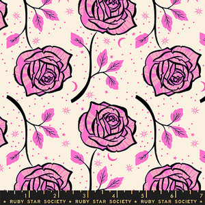 Ink Rose Lipstick from the Ink Shop quilting fabric collection designed by Sarah Watts for Ruby Star Society. 100% cotton quilting fabric, ideal for quilting, patchwork and dressmaking RS2139-12