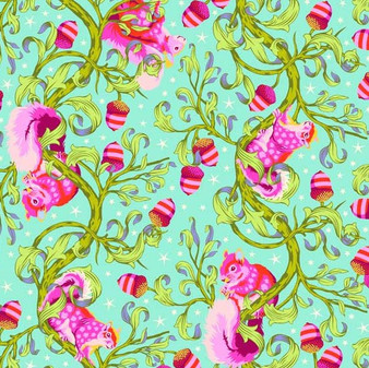 PWTP179.GLIMMER Oh Nuts Glimmer from the Tiny Beasts quilting fabric collection designed by Tula Pink for FreeSpirit Fabrics. 100% cotton quilting fabric, ideal for quilting, patchwork and dressmaking