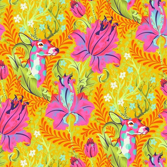 PWTP178.GLOW Deer John Glow from the Tiny Beasts quilting fabric collection designed by Tula Pink for FreeSpirit Fabrics. 100% cotton quilting fabric, ideal for quilting, patchwork and dressmaking