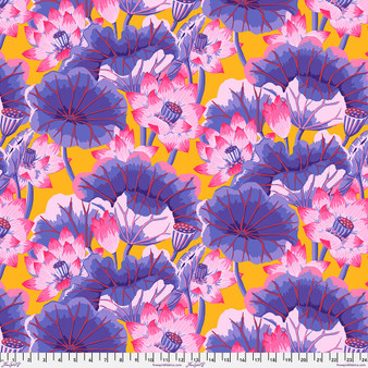 PWGP093.PURPLE Lake Blossoms Purple from the Kaffe Fassett Collective quilting fabric collection designed by Kaffe Fassett for FreeSpirit Fabrics. 100% cotton quilting fabric, ideal for quilting, patchwork and dressmaking
