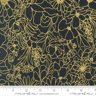 Doodle Floral Ink Gold from the Gilded quilting fabric collection designed by Alli K Design for Moda Fabrics. 100% cotton quilting fabric, ideal for quilting, patchwork and dressmaking 11533-16M