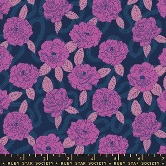 Peonies Navy from the Verbena quilting fabric collection by Ruby Star Society. 100% cotton quilting fabric, ideal for quilting, patchwork and dressmaking RS6031-13