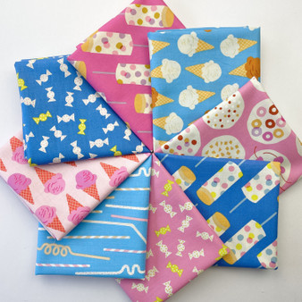 Blue and Pink Sugar Cone fat quarter bundle by Ruby Star Society. 100% cotton quilting fabric, ideal for quilting, patchwork and dressmaking