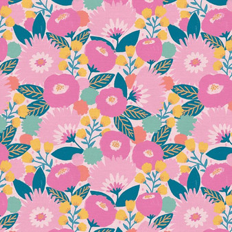 Sunday Bouquet Pink from the Sunday Meadow quilting fabric collection by Paintbrush Studio Fabrics (PBS Fabrics). 100% cotton quilting fabric, ideal for quilting, patchwork and dressmaking 120-22922