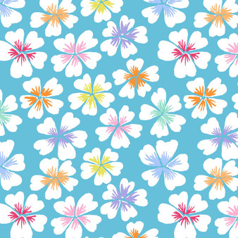 Petals Sky from the Kaffe Fassett Collective quilting fabric collection designed by Kaffe Fassett for FreeSpirit Fabrics. 100% cotton quilting fabric, ideal for quilting, patchwork and dressmaking PWGP201.SKY