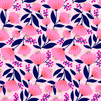 Fan Flowers Light Pink Navy from the Vibrant Blooms quilting fabric collection designed by Jess Phoenix for Paintbrush Studio Fabrics (PBS Fabrics). 100% cotton quilting fabric, ideal for quilting, patchwork and dressmaking 120-22232