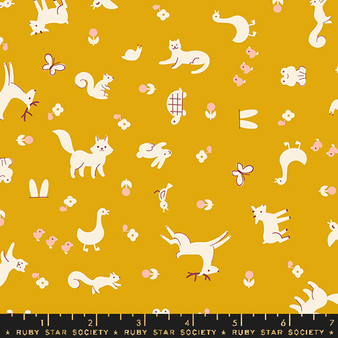 Menagerie Goldenrod from the Woodland Park quilting fabric collection designed by Rashida Coleman-Hale for Ruby Star Society. 100% cotton quilting fabric, ideal for quilting, patchwork and dressmaking RS1081-12