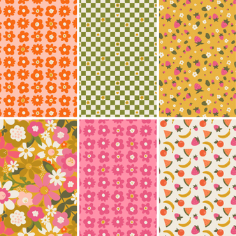 Joyful June Fat Quarter Bundle. 100% medium weight quilting cotton ideal for quilting, patchwork and dressmaking