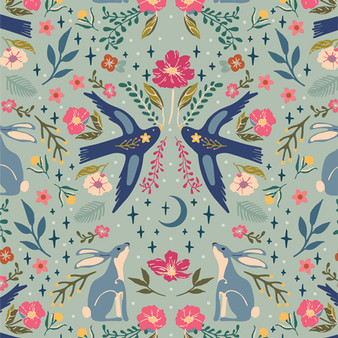 Moonlit Forest Dawn from the Starling quilting fabric collection designed by Maureen Cracknell for Art Gallery Fabrics. 100% cotton quilting fabric, ideal for quilting, patchwork and dressmaking AGFSTR88913