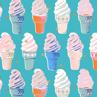 Ice Cream Turquoise from the Best Day Ever quilting fabric collection designed by Melody Miller for Ruby Star Society. 100% cotton quilting fabric, ideal for quilting, patchwork and dressmaking RS0105-17M