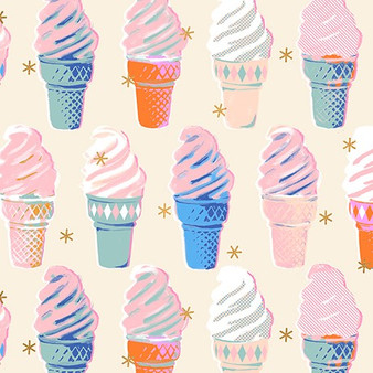 Ice Cream Natural from the Best Day Ever quilting fabric collection designed by Melody Miller for Ruby Star Society. 100% cotton quilting fabric, ideal for quilting, patchwork and dressmaking RS0105-11M