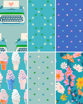 Best Day Ever Blue fat quarter bundle by Ruby Star Society. 100% cotton quilting fabric, ideal for quilting, patchwork and dressmaking