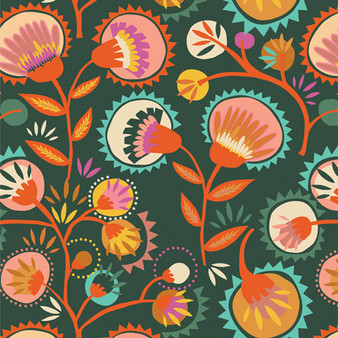 Kattaland Flora Deep from the Lakelife fabric collection designed by Jessica Swift for Art Gallery Fabrics. 100% OEKO-TEX Certified Standard Quilting and Patchwork Cotton Fabric LKL51309