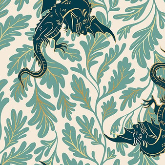 Dragon Lair Watercress from the Fire Glow quilting fabric collection designed by Sarah Watts for Ruby Star Society. 100% cotton quilting fabric, ideal for quilting, patchwork and dressmaking RS2132-13M
