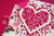 Love Heart Valentines quilt made using the Love Struck quilting fabric collection designed by AGF Studio for Art Gallery Fabrics. 100% cotton quilting fabric, ideal for quilting, patchwork and dressmaking LOV14013