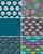 Mixed Teal Fat Quarter Bundle - 6 Fabrics