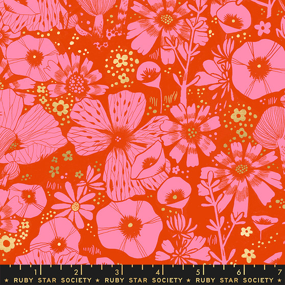 RS2068-14M Hiding Spot Fire from the Firefly fabric collection designed by Sarah Watts for Ruby Star Society. 100% Lightweight Quilting Cotton perfect for quilting, patchwork and dressmaking.