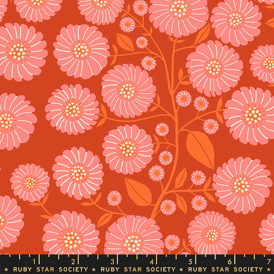 RS6019-16 Strawflower Cayenne from the Floradora quilting fabric collection by Ruby Star Society. 100% cotton quilting fabric, ideal for quilting, patchwork and dressmaking