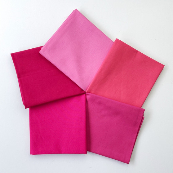 Magenta Bella Solids Fat Quarter Bundle - 5 Fabrics - 100% Premium Quilting and Patchwork Cotton Fabric
