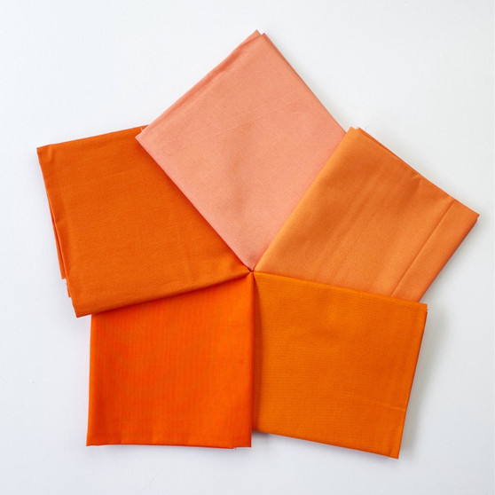 Orange Bella Solids Fat Quarter Bundle - 5 Fabrics - 100% Premium Quilting and Patchwork Cotton Fabric