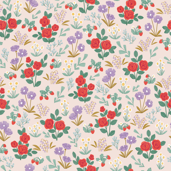 Flower Meadow Blush from the Sweet Picnic quilting fabric collection designed by Natalia Juan Abello for Riley Blake Designs. 100% cotton quilting fabric, ideal for quilting, patchwork and dressmaking C12091-BLUSH