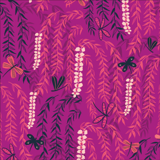 Wild Breeze Fuchsia from the Spring Riviere quilting fabric collection designed by Kate Merritt for Cloud9 Fabrics. 100% organic cotton quilting fabric, ideal for quilting, patchwork and dressmaking SR-227147