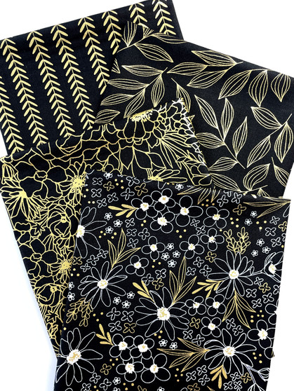 Ink Gold Gilded Fat Quarter Bundle  by Moda Fabrics - 100% cotton quilting fabric, ideal for quilting, patchwork and dressmaking