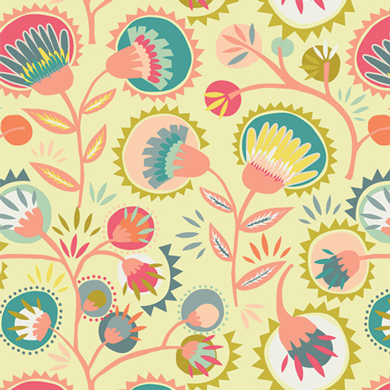 Kattaland Flora Eight from the Path to Discovery fabric collection designed by Jessica Swift for Art Gallery Fabrics. 100% OEKO-TEX Certified Standard Quilting and Patchwork Cotton Fabric TRB8008