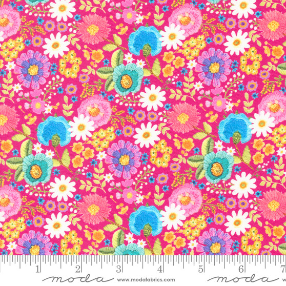 Ditsy Floral Hot Pink from the Vintage Soul quilting fabric collection designed by Cathe Holden for Moda Fabrics. 100% cotton quilting fabric, ideal for quilting, patchwork and dressmaking 7436-20