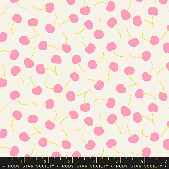Cherries Flamingo from the Sugar Cone quilting fabric collection by Ruby Star Society. 100% cotton quilting fabric, ideal for quilting, patchwork and dressmaking RS3066-11