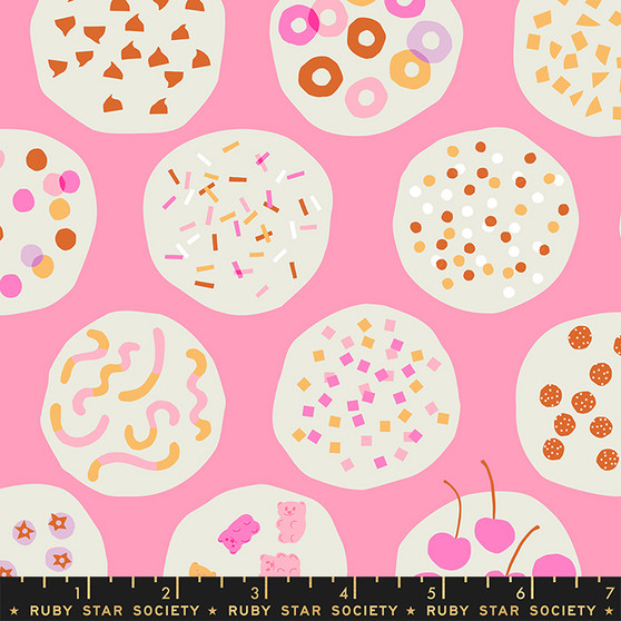 Ice Cream Toppings Flamingo from the Sugar Cone quilting fabric collection by Ruby Star Society. 100% cotton quilting fabric, ideal for quilting, patchwork and dressmaking RS3061-12