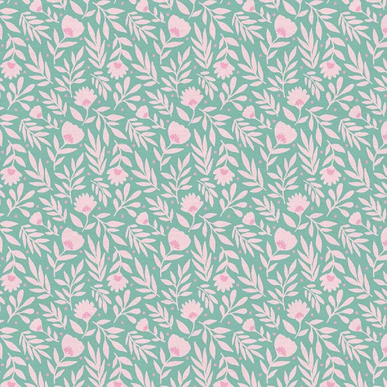 Summer Sprigs Mint from the Sunday Meadow quilting fabric collection by Paintbrush Studio Fabrics (PBS Fabrics). 100% cotton quilting fabric, ideal for quilting, patchwork and dressmaking 120-22933