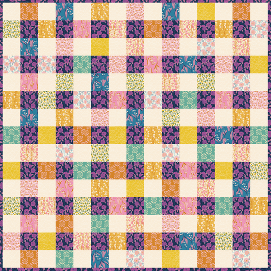 Verbena Perfect Picnic Quilt Kit. 100% premium cotton patchwork and quilting fabric