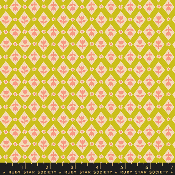 Lattice Pistachio from the Favourite Flowers quilting fabric collection by Ruby Star Society. 100% cotton quilting fabric, ideal for quilting, patchwork and dressmaking RS5148-13